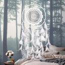 Creative White Lace Flower Dream Catcher Wind Chimes Feather Pendant for Home Wall Decorations Ornament, Random Style Delivery
