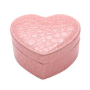 Two-layer Heart Shape Small Jewelry Box Synthetic Leather Rings and Earrings Mirrored Travel Storage Case(Pink)