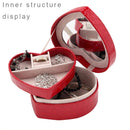 Two-layer Heart Shape Small Jewelry Box Synthetic Leather Rings and Earrings Mirrored Travel Storage Case(Purple)