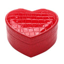 Two-layer Heart Shape Small Jewelry Box Synthetic Leather Rings and Earrings Mirrored Travel Storage Case(Red)