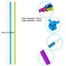 10 PCS Food Grade Silicone Straws Cartoon Colorful Drink Tools with 1 Brush, Straight Pipe, Length: 14cm, Outer Diameter: 10mm, Inner Diameter: 8.5mm, Random Color Delivery