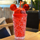 450ml Leak Proof Double Layer AS-Made Beverage Cute Bottle with Cap And Straw for Summer Day