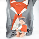 Fox Pattern Stereoscopic Ears Baby Knitted Blanket(Grey)