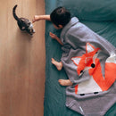 Fox Pattern Stereoscopic Ears Baby Knitted Blanket(Grey)
