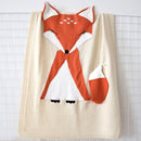 Fox Pattern Stereoscopic Ears Baby Knitted Blanket(Beige)