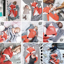 Fox Pattern Stereoscopic Ears Baby Knitted Blanket(Beige)