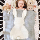 Rabbit Pattern Stereoscopic Ears Baby Knitted Blanket(Grey)