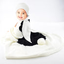 Rabbit Pattern Stereoscopic Ears Baby Knitted Blanket(Black White)
