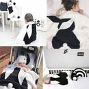 Rabbit Pattern Stereoscopic Ears Baby Knitted Blanket(Black White)
