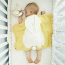 Rabbit Pattern Stereoscopic Ears Baby Knitted Blanket(Yellow)