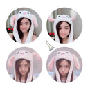 Soft Plush Airbag Movable Rabbit Ears Hat, Embroidery Style