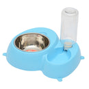 2 in 1 Stainless Steel Bowls, Anti-slippery Mat Detachable Pets Bowls(Blue)
