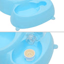 2 in 1 Stainless Steel Bowls, Anti-slippery Mat Detachable Pets Bowls(Blue)