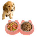 2 in 1 Stainless Steel Bowls, Anti-slippery Mat Cartoon Shape Detachable Pets Bowls, Random Color Delivery(Pink)