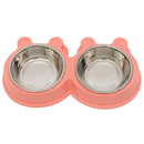 2 in 1 Stainless Steel Bowls, Anti-slippery Mat Cartoon Shape Detachable Pets Bowls, Random Color Delivery(Pink)