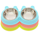 2 in 1 Stainless Steel Bowls, Anti-slippery Mat Cartoon Shape Detachable Pets Bowls, Random Color Delivery(Pink)