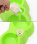 Pumpkin Shape Dog Cat Food Dish + Drinking Water Double Bowls with Automatic Water Dispenser, Size: S (Green)