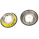 Stainless Steel Bowls, Anti-slip Colorful Paint Printed Pets Bowls, Bowl Diameter: 13 cm, Bowl Bottom Diameter: 17.7 cm(Yellow)