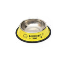 Stainless Steel Bowls, Anti-slip Colorful Paint Printed Pets Bowls, Bowl Diameter: 19.5 cm, Bowl Bottom Diameter: 22.5 cm(Yellow)