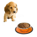Stainless Steel Bowls, Anti-slip Colorful Paint Printed Pets Bowls, Bowl Diameter: 25.5 cm, Bowl Bottom Diameter: 32.5 cm(Orange)