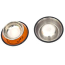 Stainless Steel Bowls, Anti-slip Colorful Paint Printed Pets Bowls, Bowl Diameter: 25.5 cm, Bowl Bottom Diameter: 32.5 cm(Orange)