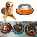 Stainless Steel Bowls, Anti-slip Colorful Paint Printed Pets Bowls, Bowl Diameter: 25.5 cm, Bowl Bottom Diameter: 32.5 cm(Orange)