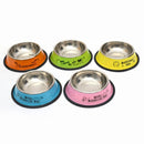 Stainless Steel Bowls, Anti-slip Colorful Paint Printed Pets Bowls, Bowl Diameter: 25.5 cm, Bowl Bottom Diameter: 32.5 cm(Orange)