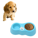 Dog Cat Food Dish + Drinking Water Double Bowls with Automatic Water Dispenser(Blue)