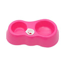 Dog Cat Food Dish + Drinking Water Double Bowls with Automatic Water Dispenser(Magenta)