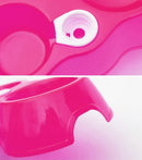 Dog Cat Food Dish + Drinking Water Double Bowls with Automatic Water Dispenser(Magenta)