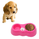 Dog Cat Food Dish + Drinking Water Double Bowls with Automatic Water Dispenser(Magenta)