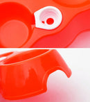 Dog Cat Food Dish + Drinking Water Double Bowls with Automatic Water Dispenser(Red)