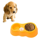 Dog Cat Food Dish + Drinking Water Double Bowls with Automatic Water Dispenser(Yellow)