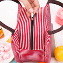 Multifunctional Thicken Stripe Cloth Lunchbox Bag Handbag Lunch Heat Preservation Cold Insulation Bag Storage Bag, Size: 23x17x15cm(Red)