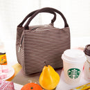 Multifunctional Thicken Stripe Cloth Lunchbox Bag Handbag Lunch Heat Preservation Cold Insulation Bag Storage Bag, Size: 23x17x15cm(Brown)