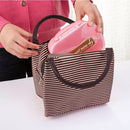Multifunctional Thicken Stripe Cloth Lunchbox Bag Handbag Lunch Heat Preservation Cold Insulation Bag Storage Bag, Size: 23x17x15cm(Brown)