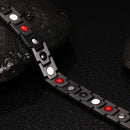 Europe and America Style Fashion Men Jewelry Stainless Steel + Gold-mounted Plating Magnetic Health Bracelet, Size: 12mm*22cm (Black+Gold)