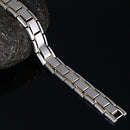 Europe and America Style Fashion Men Jewelry Stainless Steel + Gold-mounted Plating Magnetic Health Bracelet, Size: 12mm*22cm (Steel+Silver)