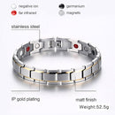 Europe and America Style Fashion Men Jewelry Stainless Steel + Gold-mounted Plating Magnetic Health Bracelet, Size: 12mm*22cm (Steel+Silver)