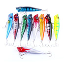 HENGJIA Plastic Artificial Fishing Lures Big Mouth Popper Bionic Fishing Bait with Hooks, Length: 9 cm, Random Color Delivery