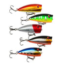 HENGJIA Plastic Artificial Fishing Lures Popper Bionic Fishing Bait with Hooks, Length: 7 cm, Random Color Delivery
