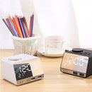 K11 Bluetooth Alarm Clock Speaker Creative Digital Music Clock Display Radio with Dual USB Interface, Support U Disk / TF Card / FM / AUX, US Plug(White)