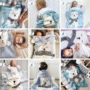 White Bear Pattern Stereoscopic Ears Baby Knitted Blanket(Grey)