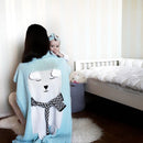 White Bear Pattern Stereoscopic Ears Baby Knitted Blanket(Baby Blue)