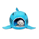 Indoor Pet Dog Puppy Cat Warm House Sharks Pet Sleeping Bed Nest, M Size: 50x50x48cm (Blue)
