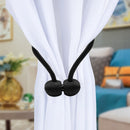 2 PCS Fashion Woven Punch-Free Beef Tendon Magnetic Buckle Curtain Strap(Black)