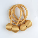 2 PCS Fashion Woven Punch-Free Beef Tendon Magnetic Buckle Curtain Strap(Gold)