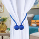 2 PCS Fashion Woven Punch-Free Beef Tendon Magnetic Buckle Curtain Strap(Blue)