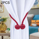 2 PCS Fashion Woven Punch-Free Beef Tendon Magnetic Buckle Curtain Strap (Red)