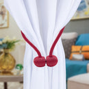2 PCS Fashion Woven Punch-Free Beef Tendon Magnetic Buckle Curtain Strap (Red)